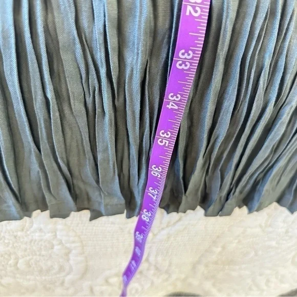 NWT olive green pleated maxi skirt earthy light flattering stretch women L - Picture 5 of 9